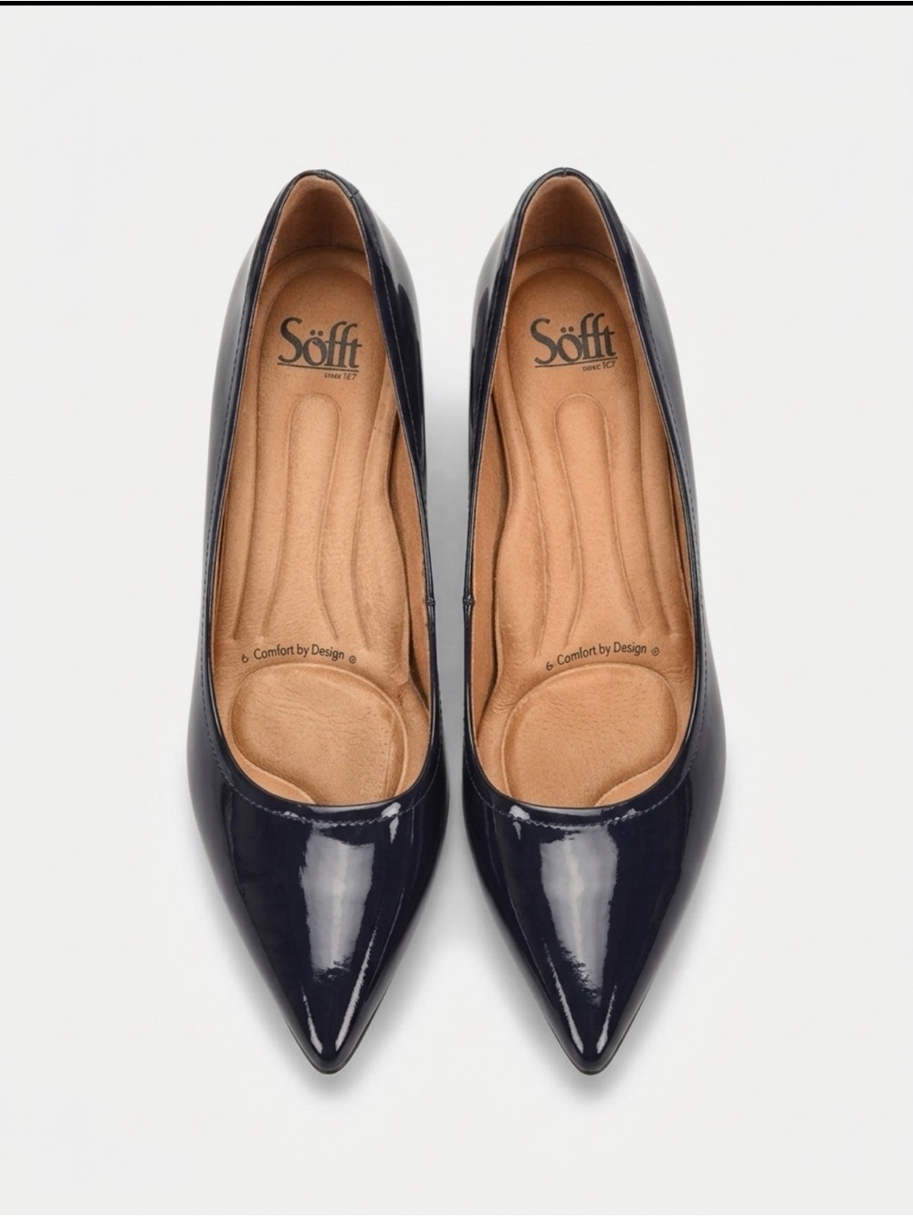 Söfft Navy Patent Leather Pointed Toe Pumps | Comfort by Design